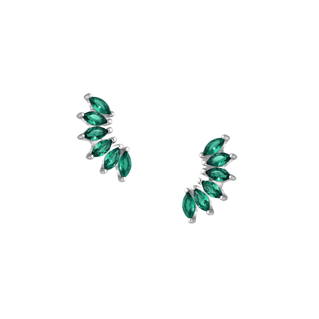 Sterling Silver & Pink Cubic Zirconia Flower Petals Stud Earrings