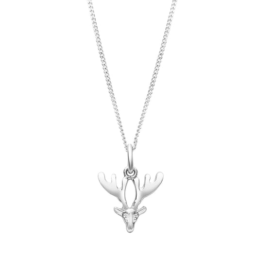 Sterling Silver Dainty Deer Pendant Necklace