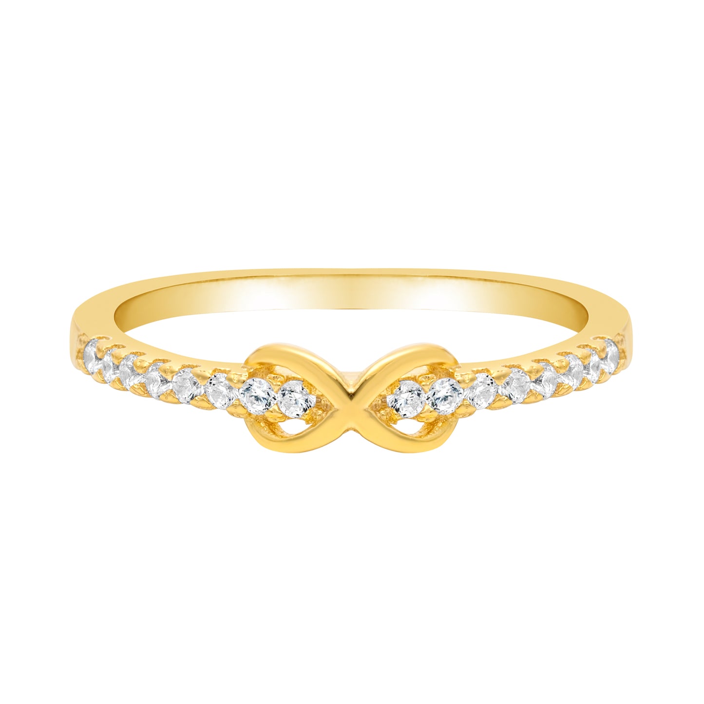 Cubic Zirconia & Sterling Silver Gold-Plated Infinity Ring