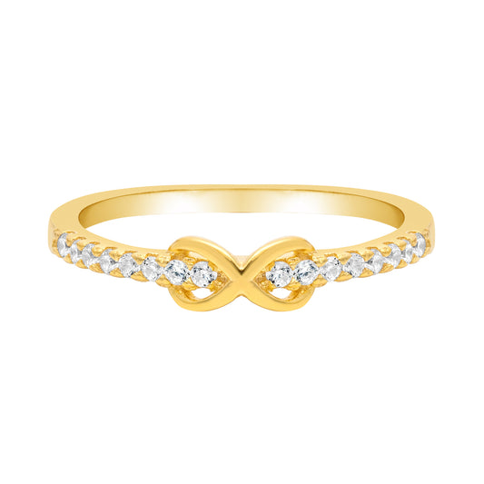 Cubic Zirconia & Sterling Silver Gold-Plated Infinity Ring