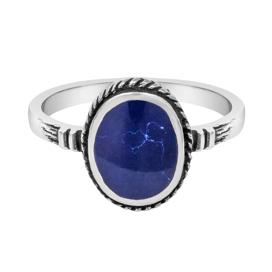 Sodalite & Sterling Silver Oxidized Oval Ring