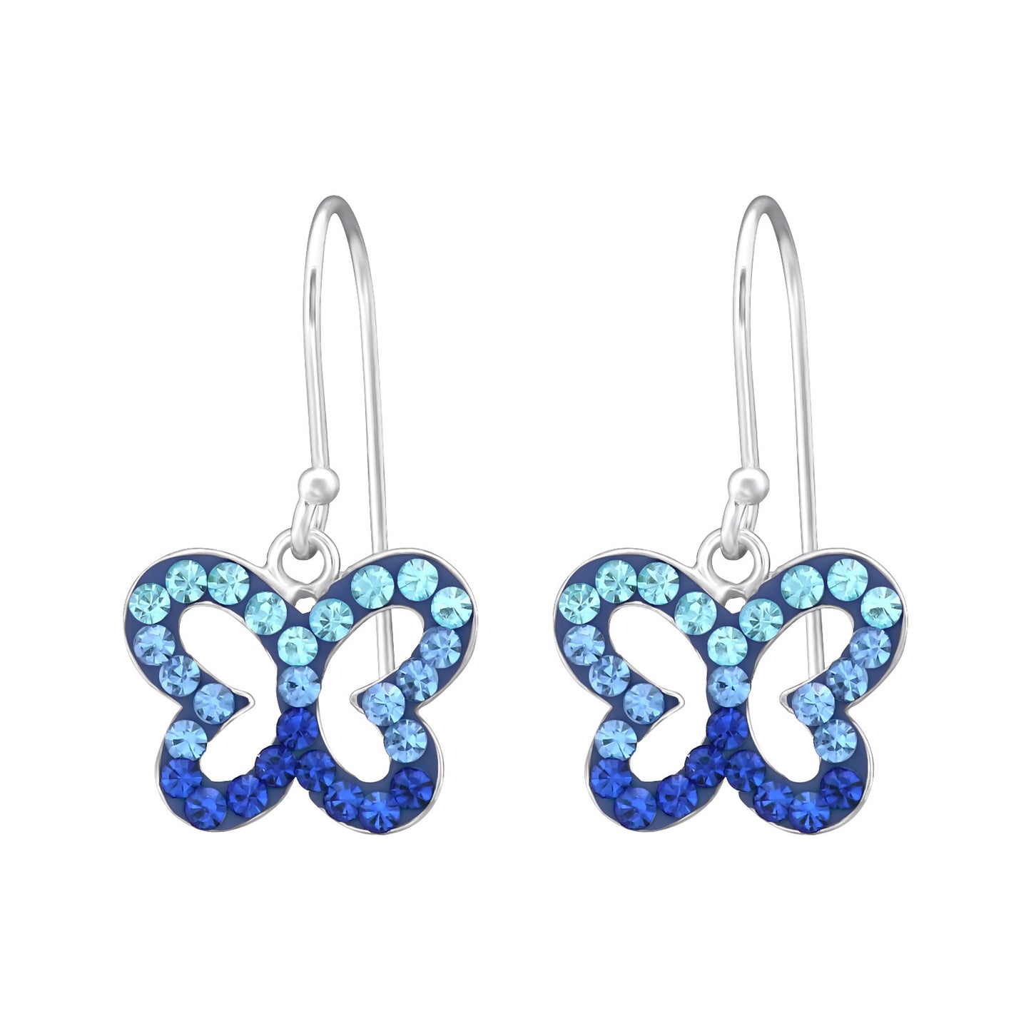 Sterling Silver & Cubic Zirconia Blue Butterfly Drop Earrings