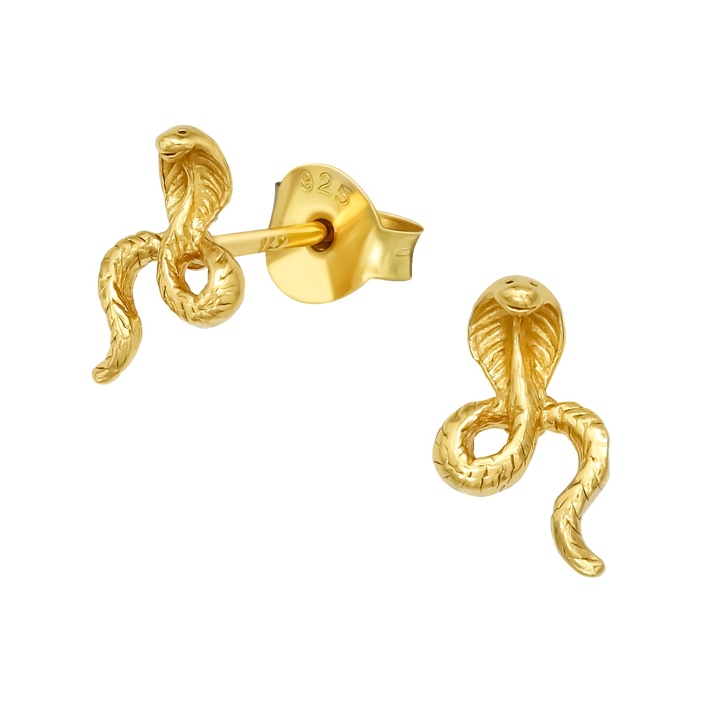 Sterling Silver 18k Gold-Plated Cobra Stud Earrings