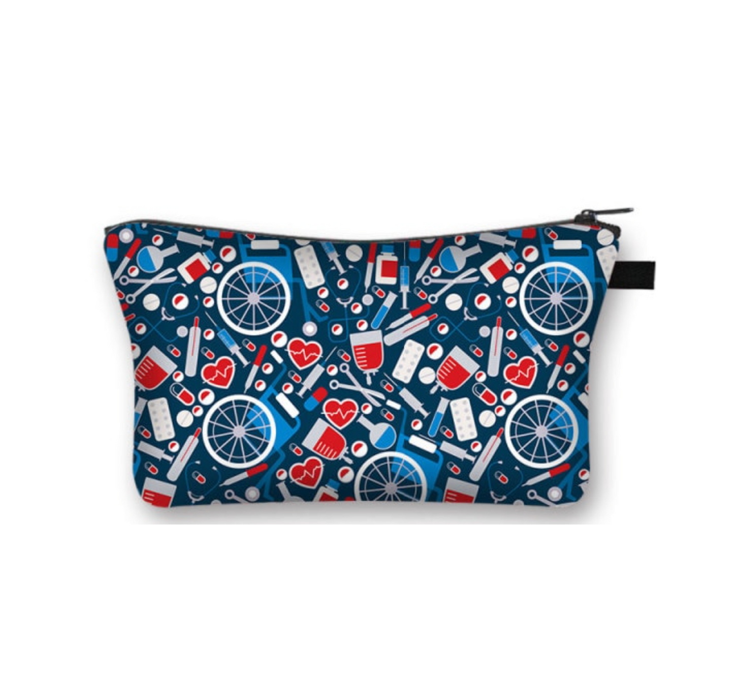 Blue Multi Colored Health Care Worker Cosmetic Bag