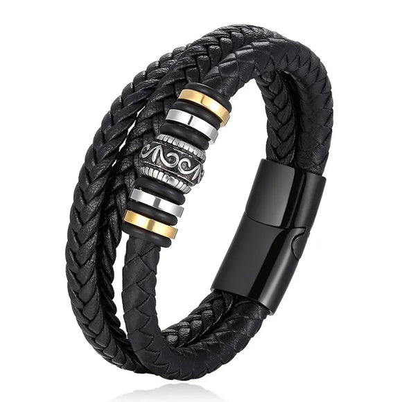 Black & Two-toned Layered Braided Bracelet