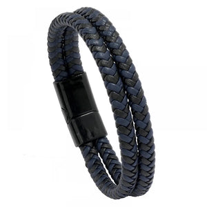 Dual Strand Black & Navy Braided Bracelet