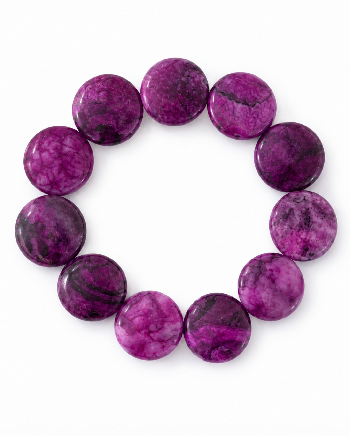 InstaGlam Purple Dyed Sugilite Jasper Coin Bead Bracelet
