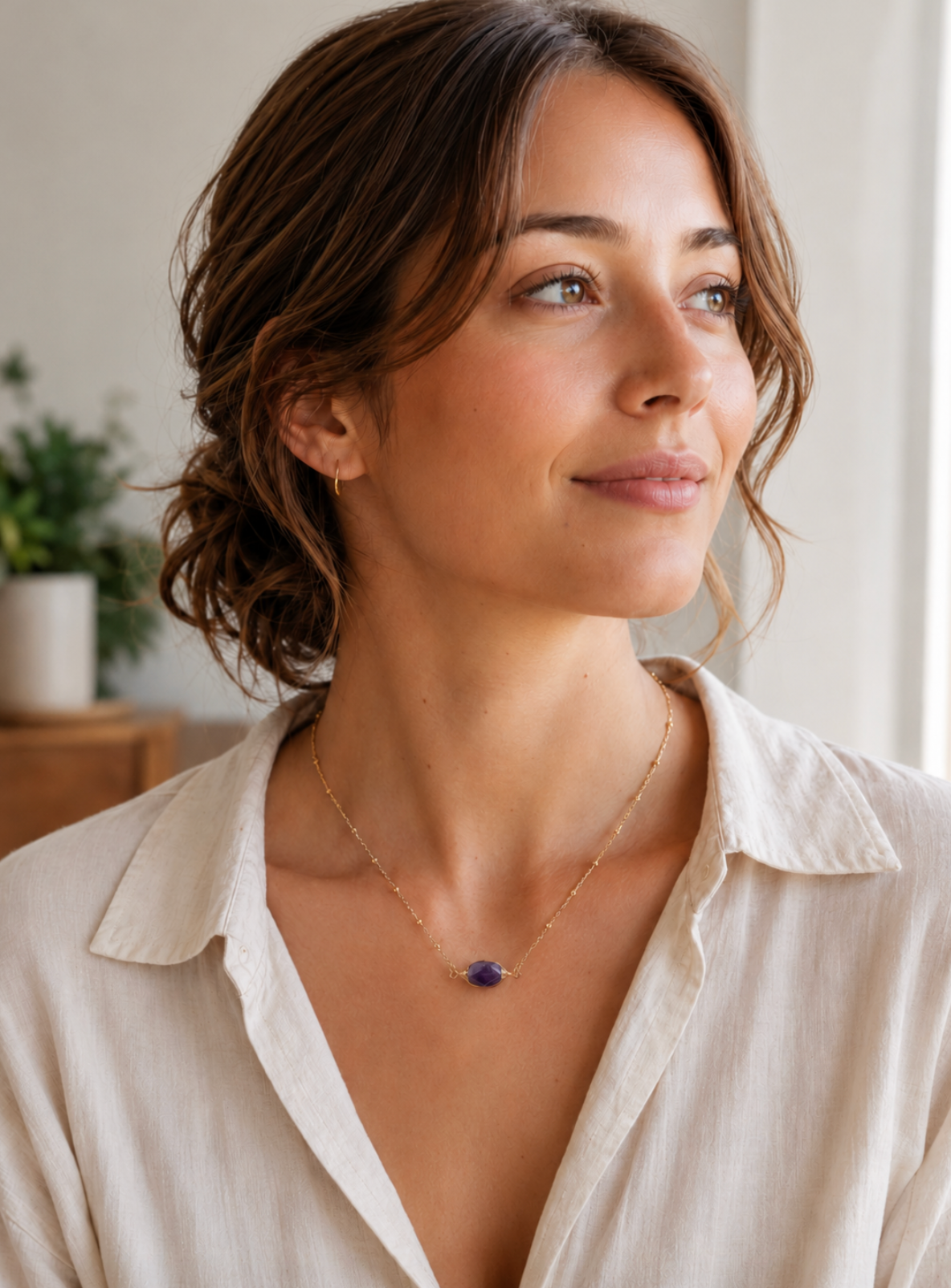 InstaGlam Amethyst Minimal Necklace