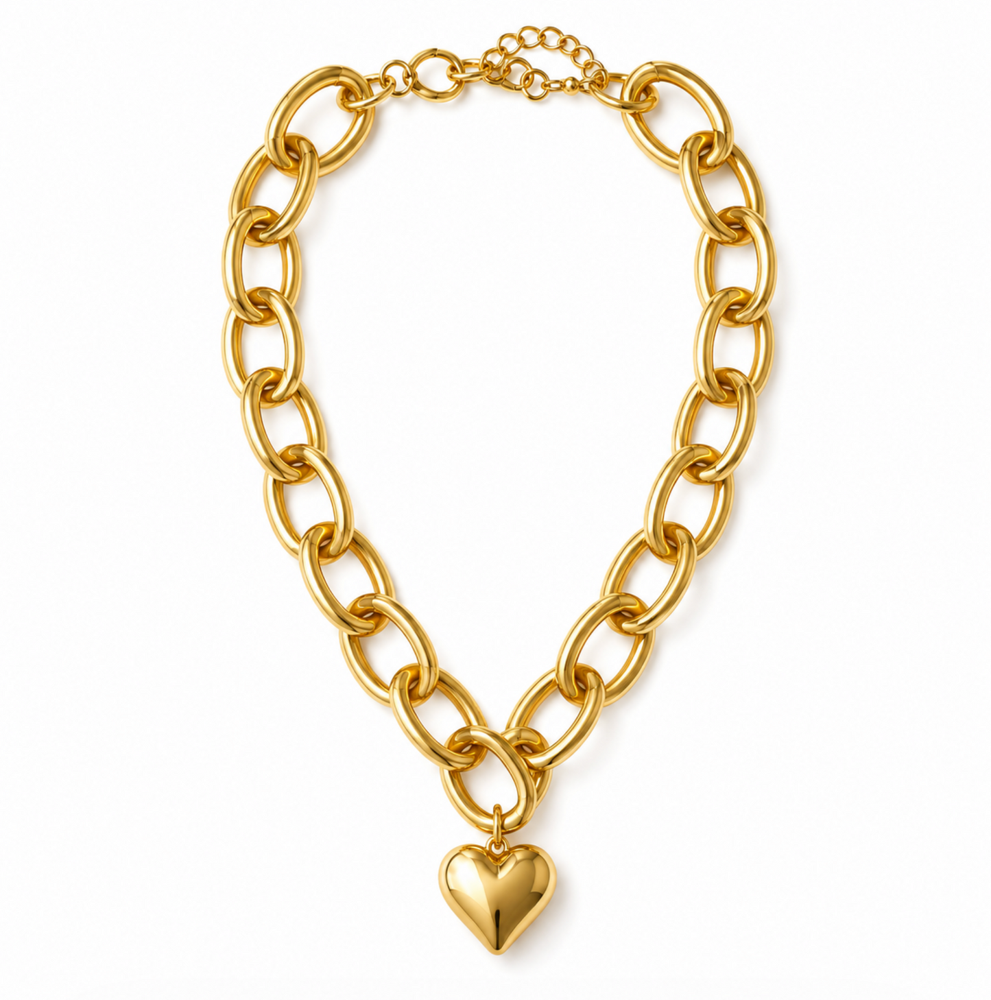 InstaGlam Gold Heart Chain Necklace – Handmade Upcycled Style