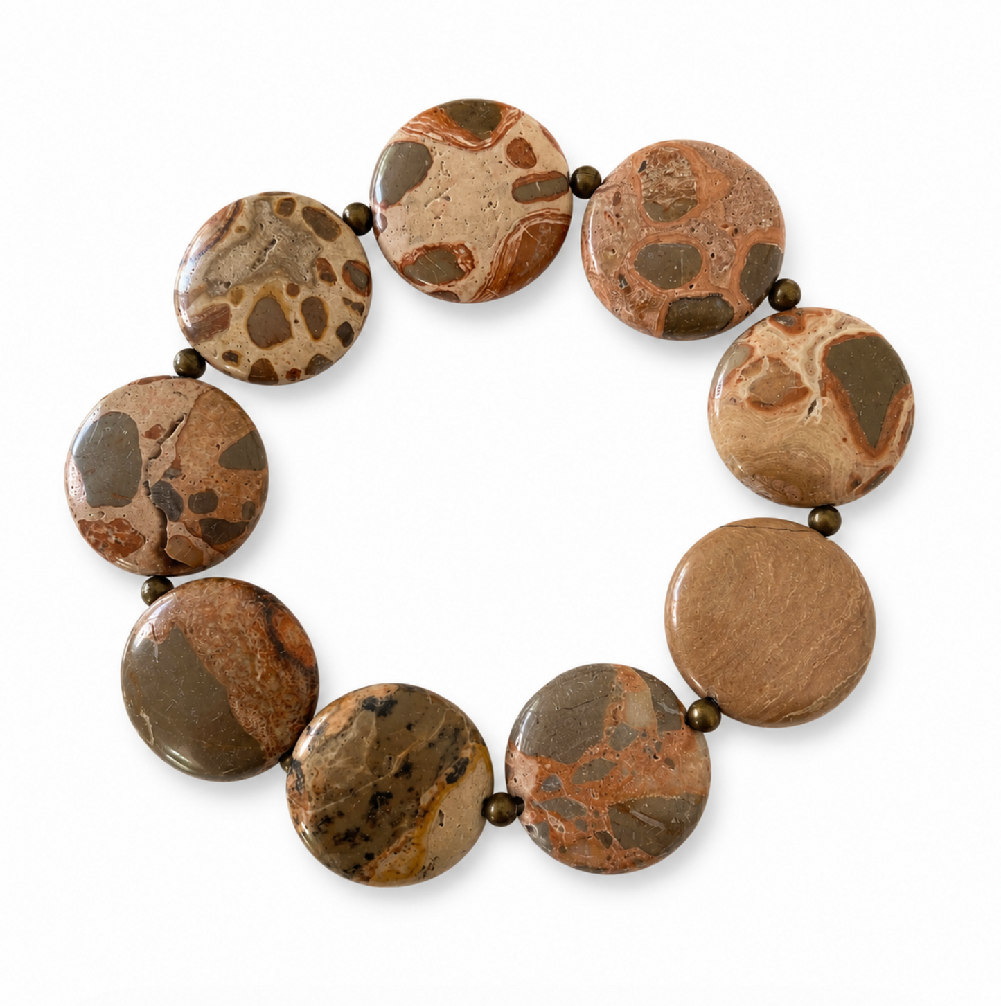 InstaGlam Leopardskin Jasper Disk Bracelet – Upcycled Montreal Design
