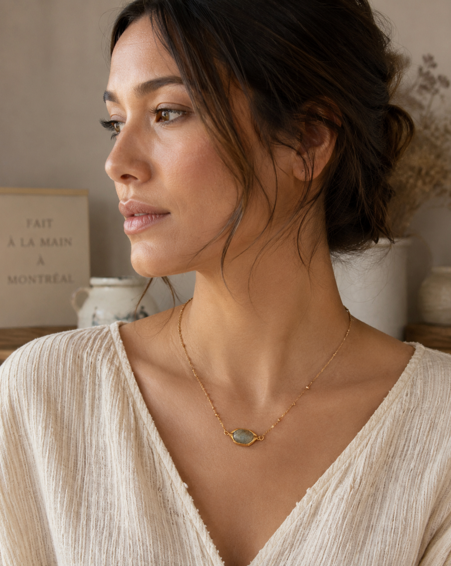 InstaGlam Labradorite Pendant Necklace – Upcycled Montreal Design