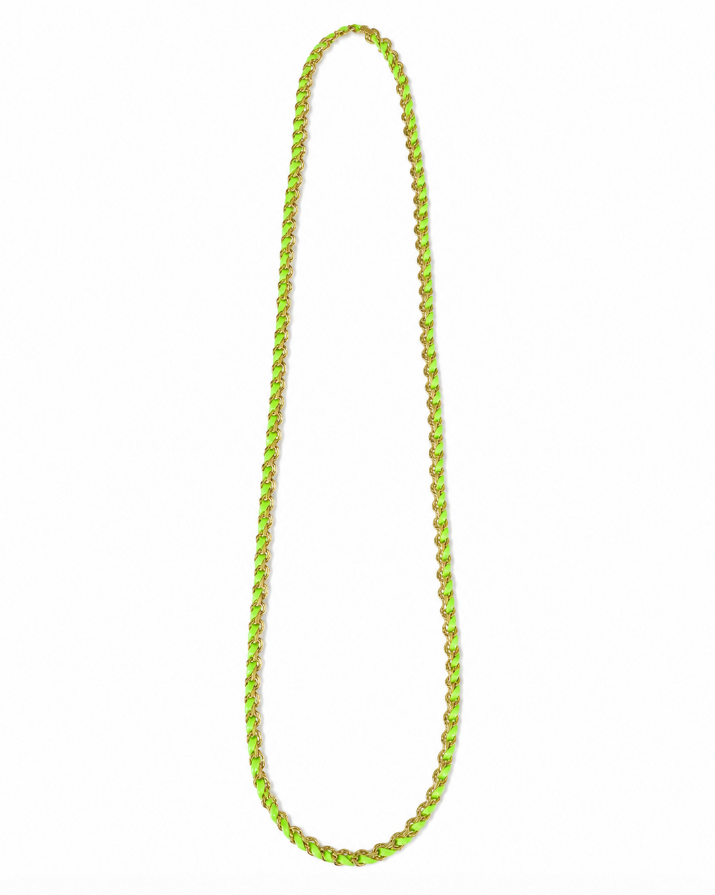 InstaGlam Neon Green & Gold Chain Necklace – Upcycled Montreal Design