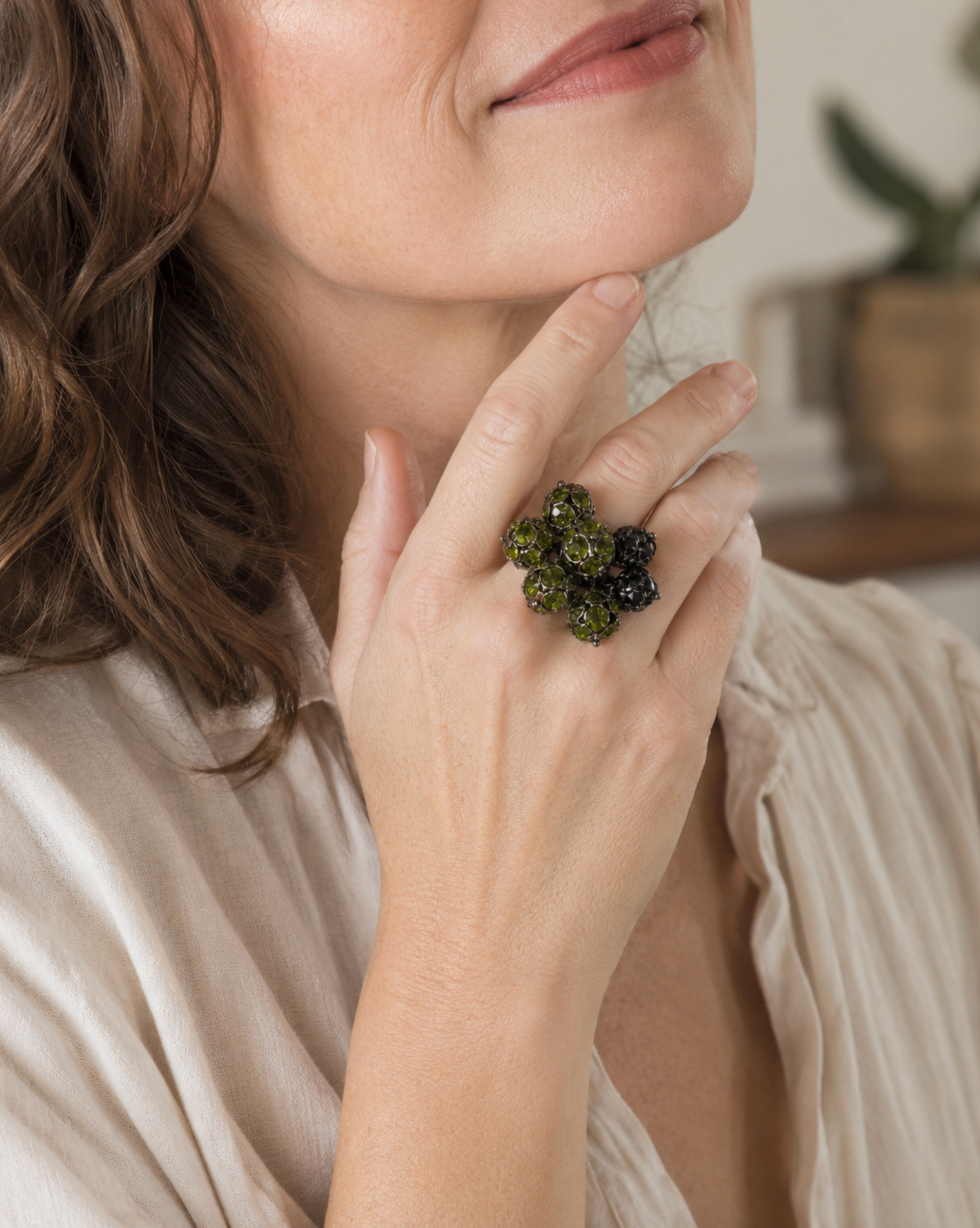 InstaGlam Crystal Sphere Statement Ring – Upcycled Montreal Design