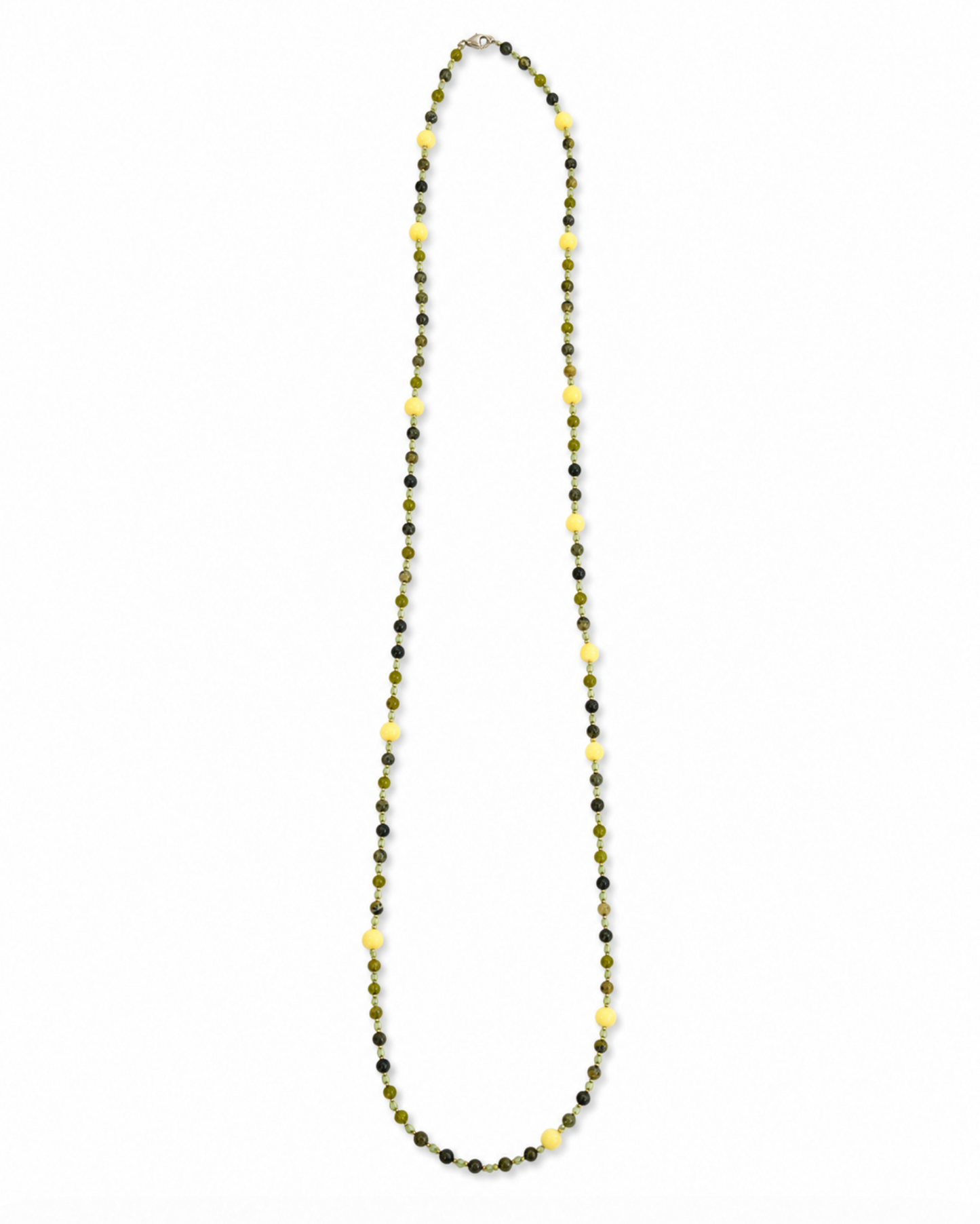 InstaGlam Dyed Jade, Jasper & Crystal Long Necklace – Upcycled Montreal Design