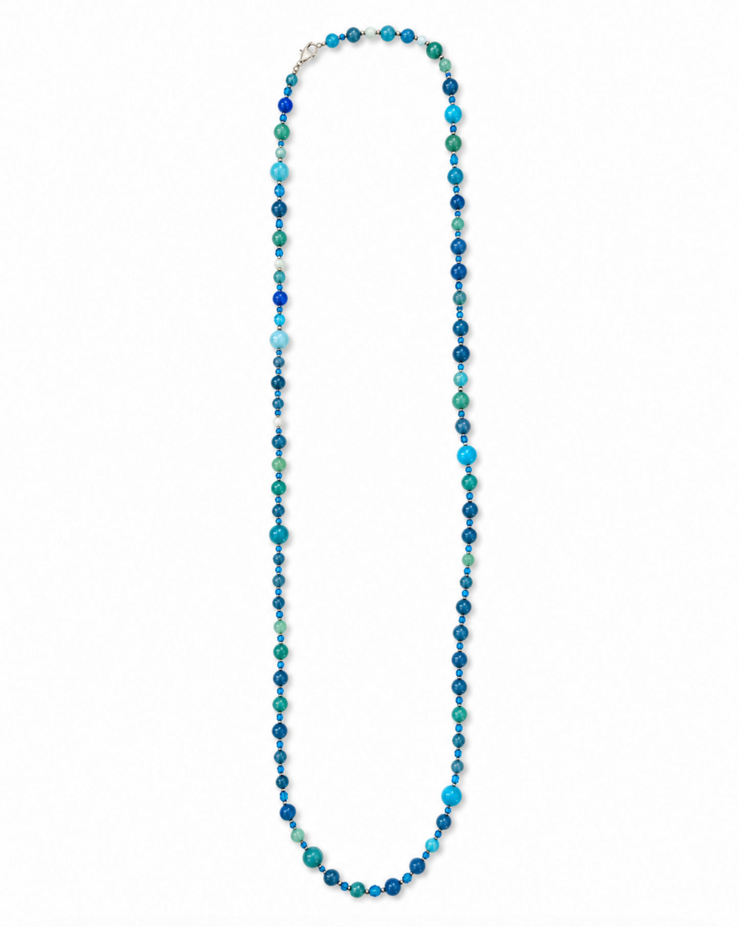 InstaGlam Long Beaded Necklace – Dyed Jade & Crystal Mix (48")