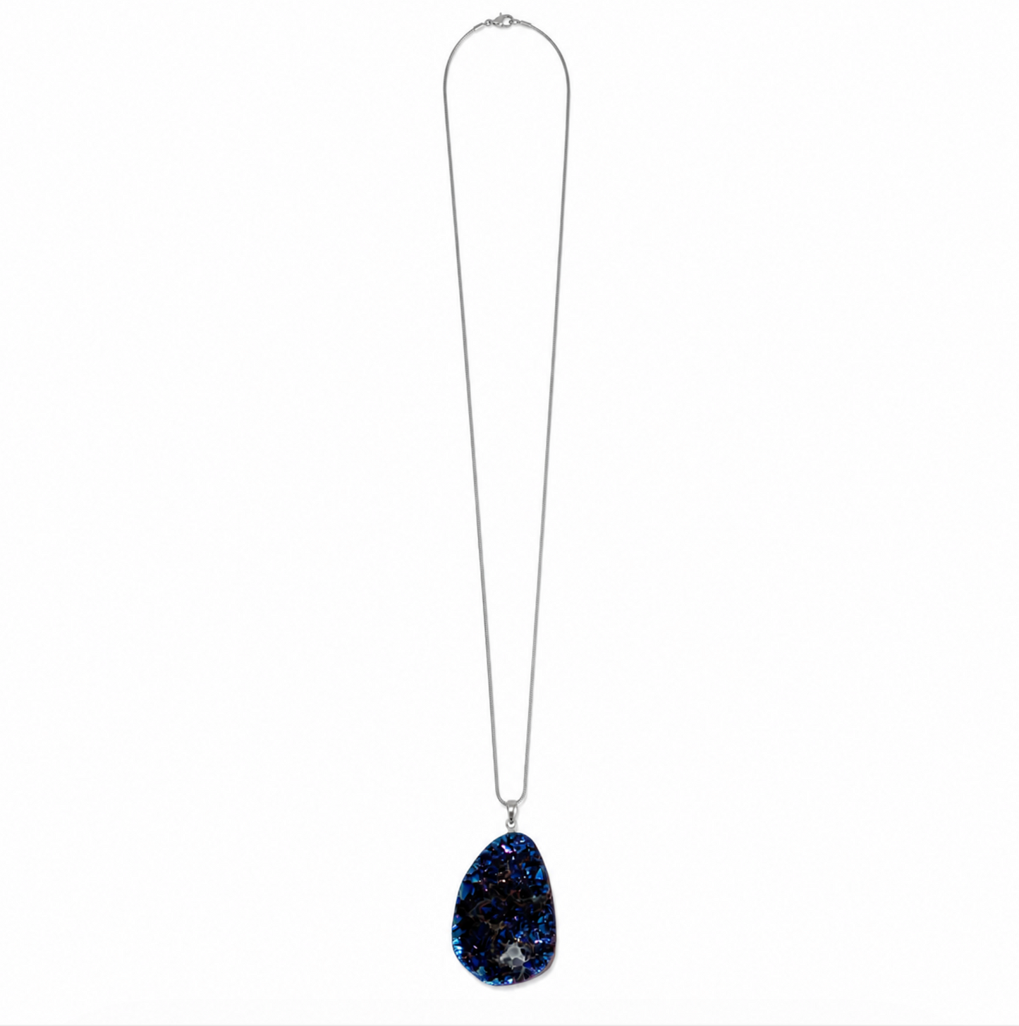 InstaGlam Blue Druzy Pendant Necklace – Upcycled Montreal Design