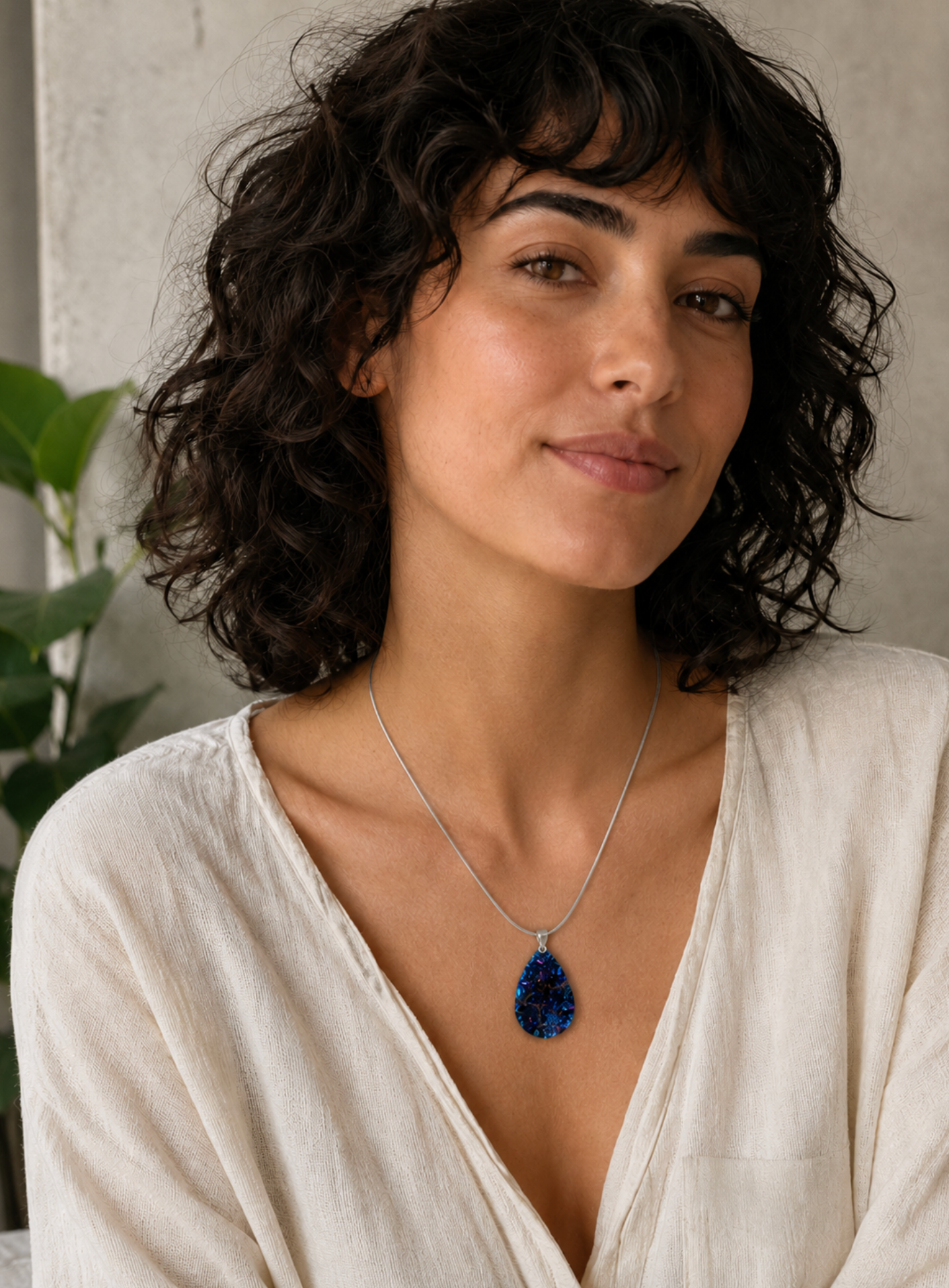 InstaGlam Blue Druzy Pendant Necklace – Upcycled Montreal Design