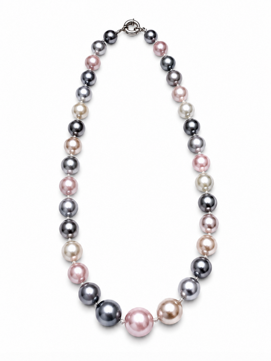 InstaGlam Graduated Shell Pearl Necklace – Upcycled Montreal Design