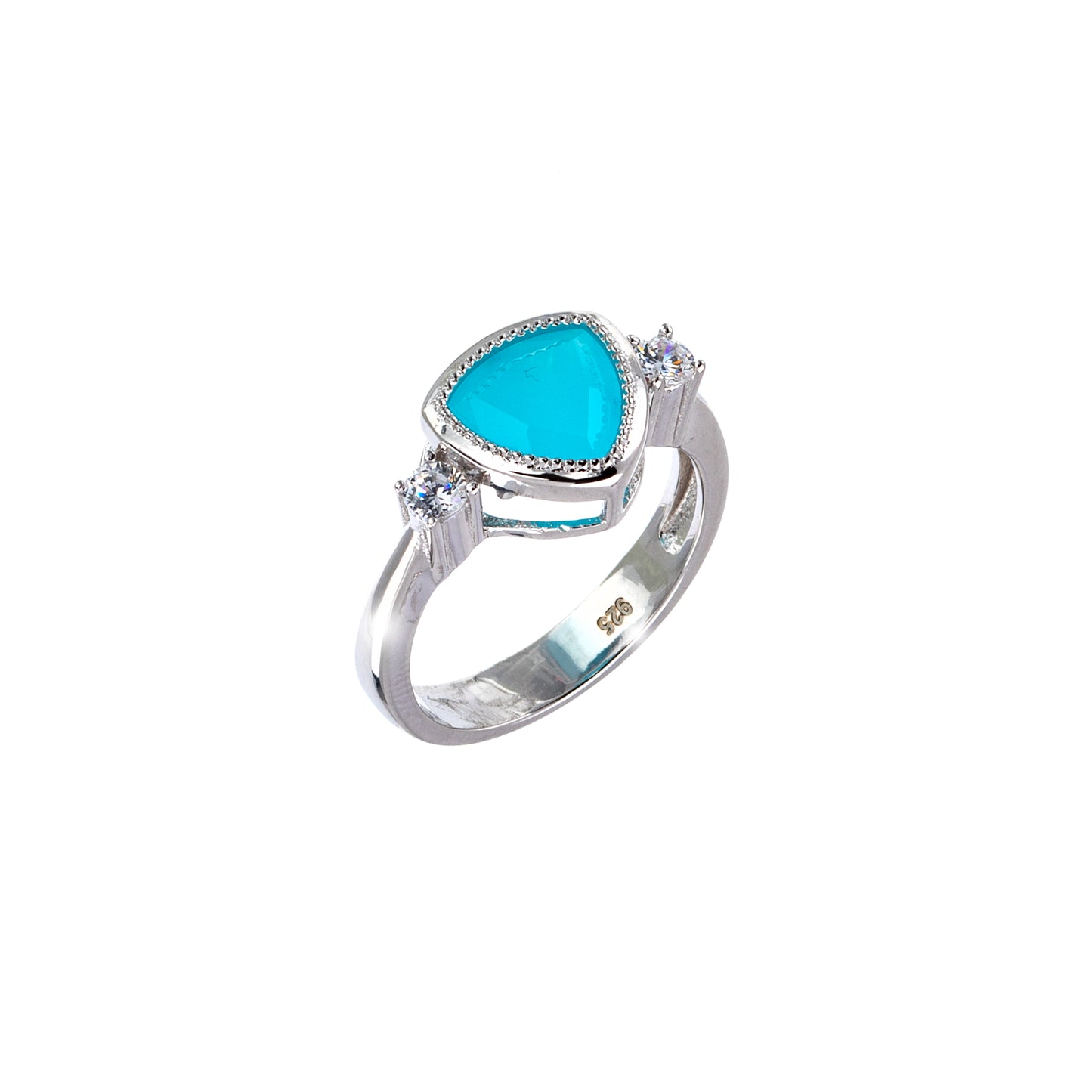 Bright Turquoise & Sterling Silver Trillion-Cut Solitaire Ring