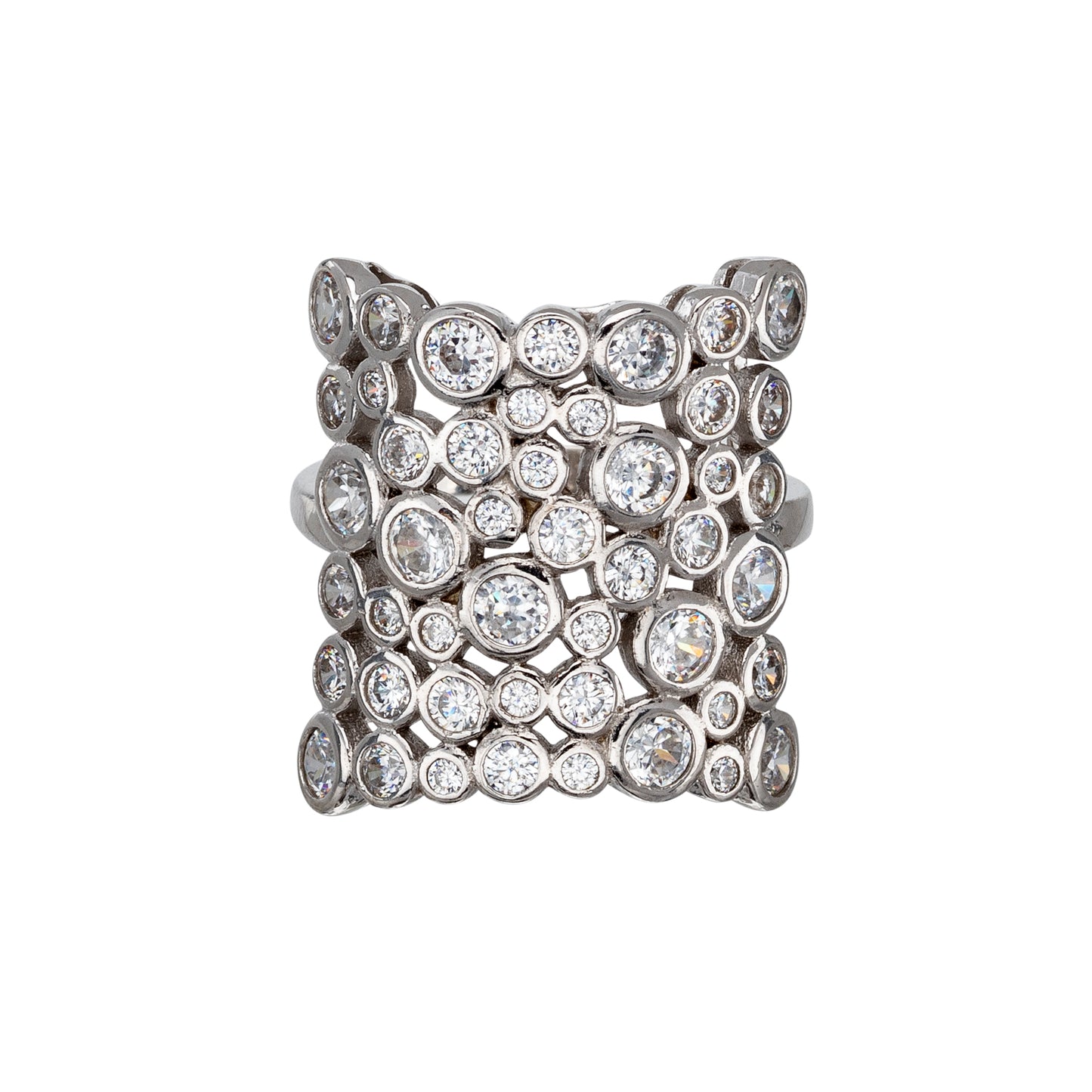 Cubic Zirconia & Sterling SIlver Pavé Oversize Ring