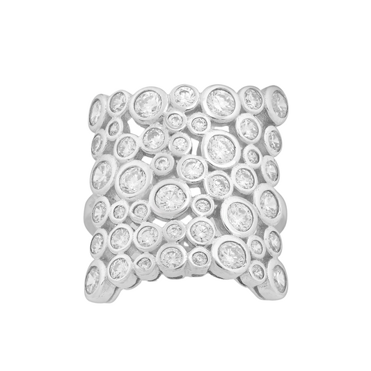 Cubic Zirconia & Sterling SIlver Pavé Oversize Ring