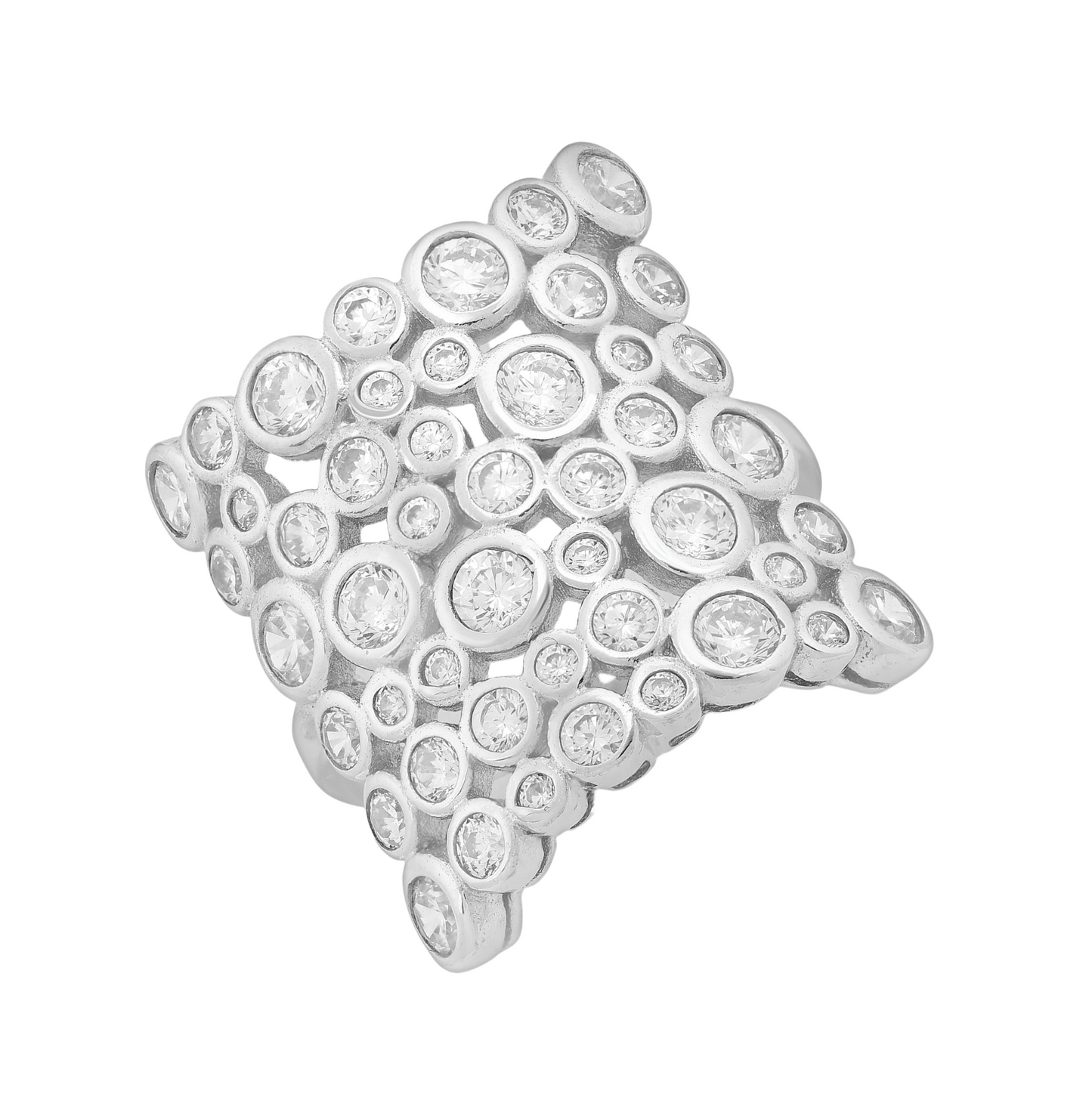Cubic Zirconia & Sterling SIlver Pavé Oversize Ring