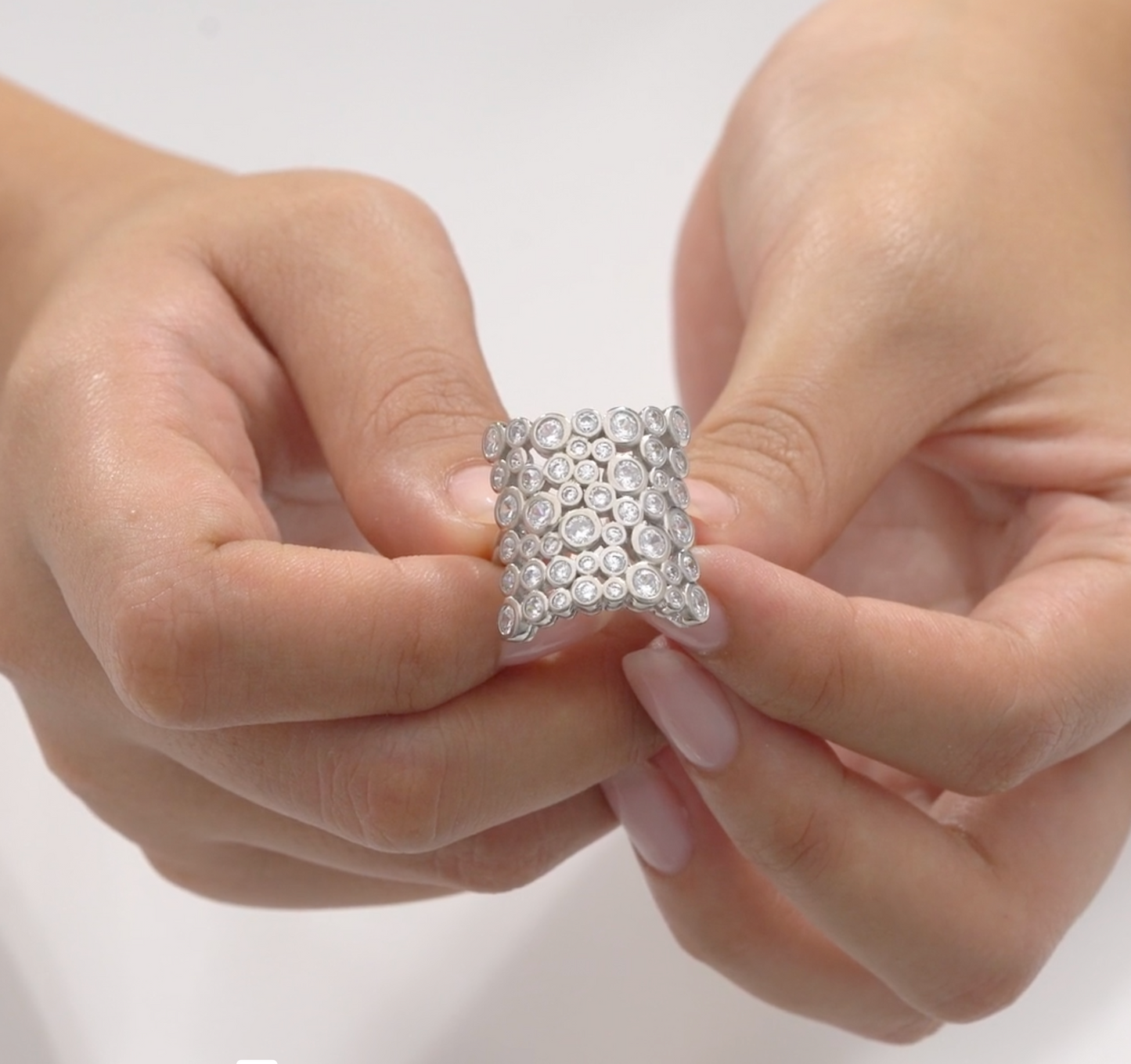 Cubic Zirconia & Sterling SIlver Pavé Oversize Ring