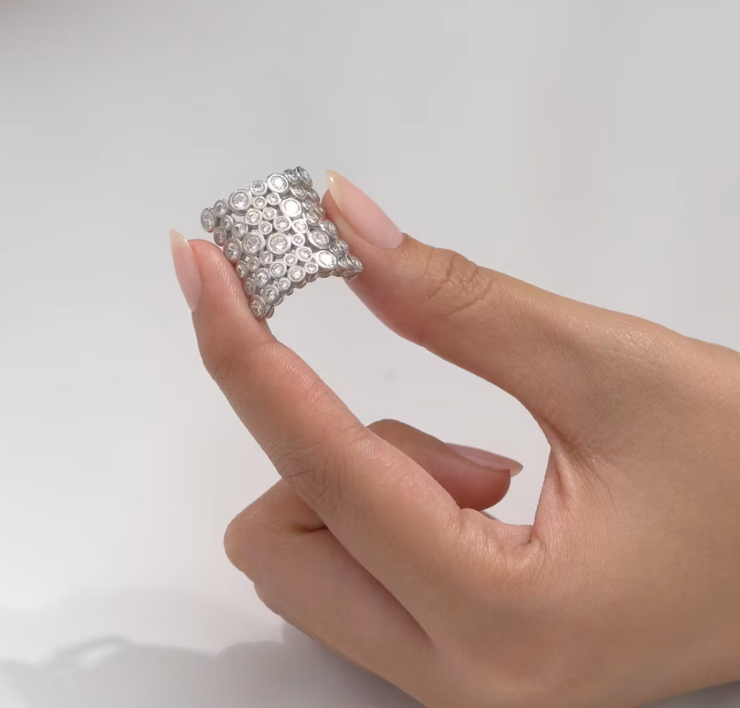 Cubic Zirconia & Sterling SIlver Pavé Oversize Ring