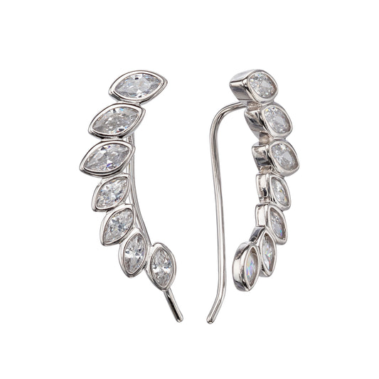 Sterling Silver Marquis Cubic Zirconia Crawler Earrings