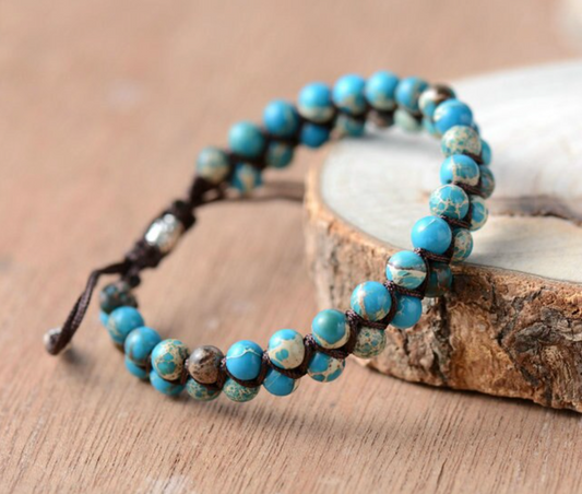 Blue Howlite Beaded Adjustable Bracelet