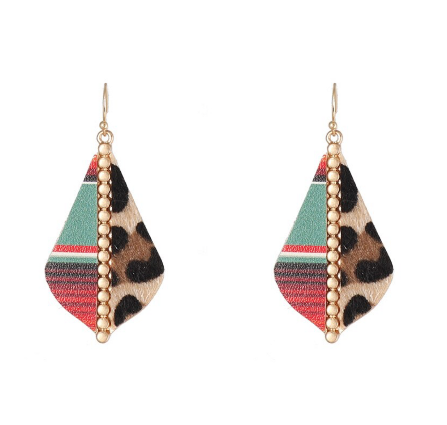 Multi Colored Striped & Cheetah Drop Earrings