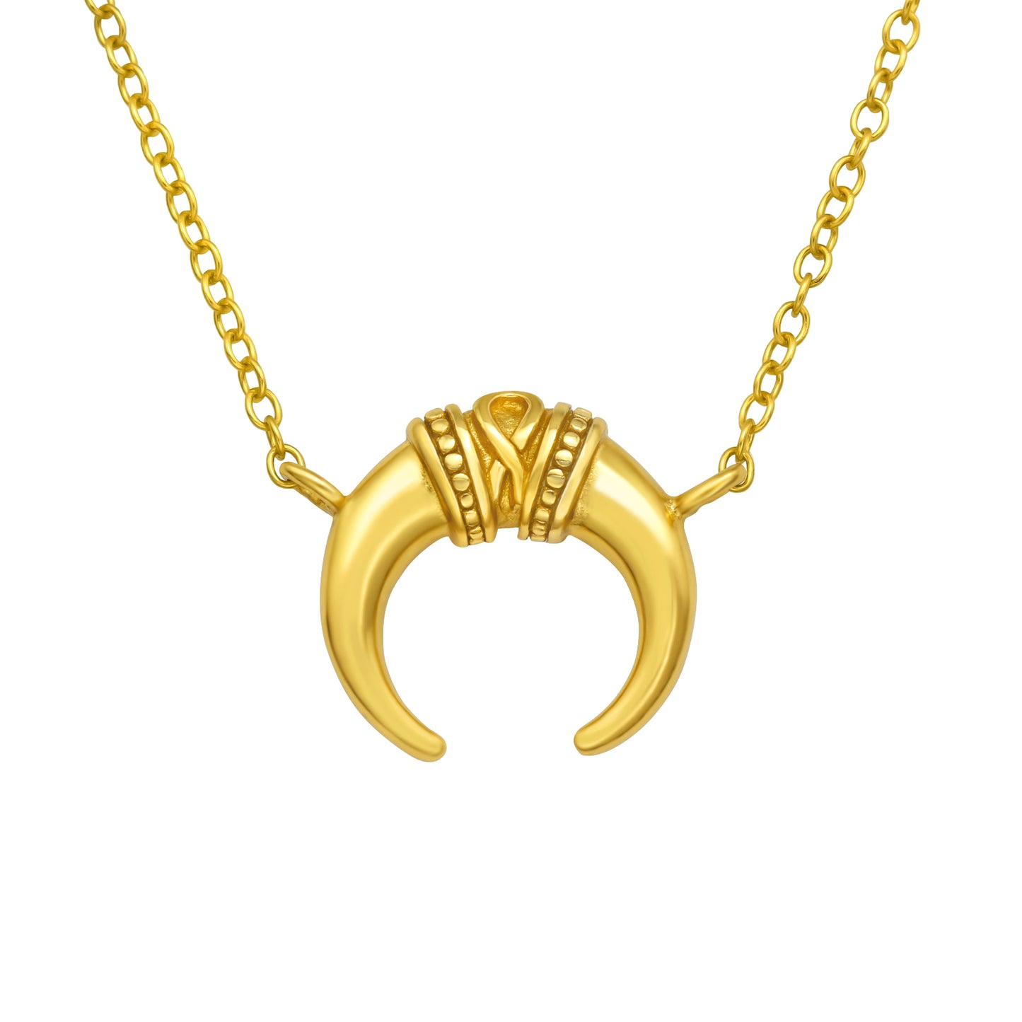 Sterling Silver 18k Gold-Plated Bull Horn Pendant Necklace