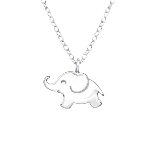 Sterling Silver Happy Elephant Pendant Necklace