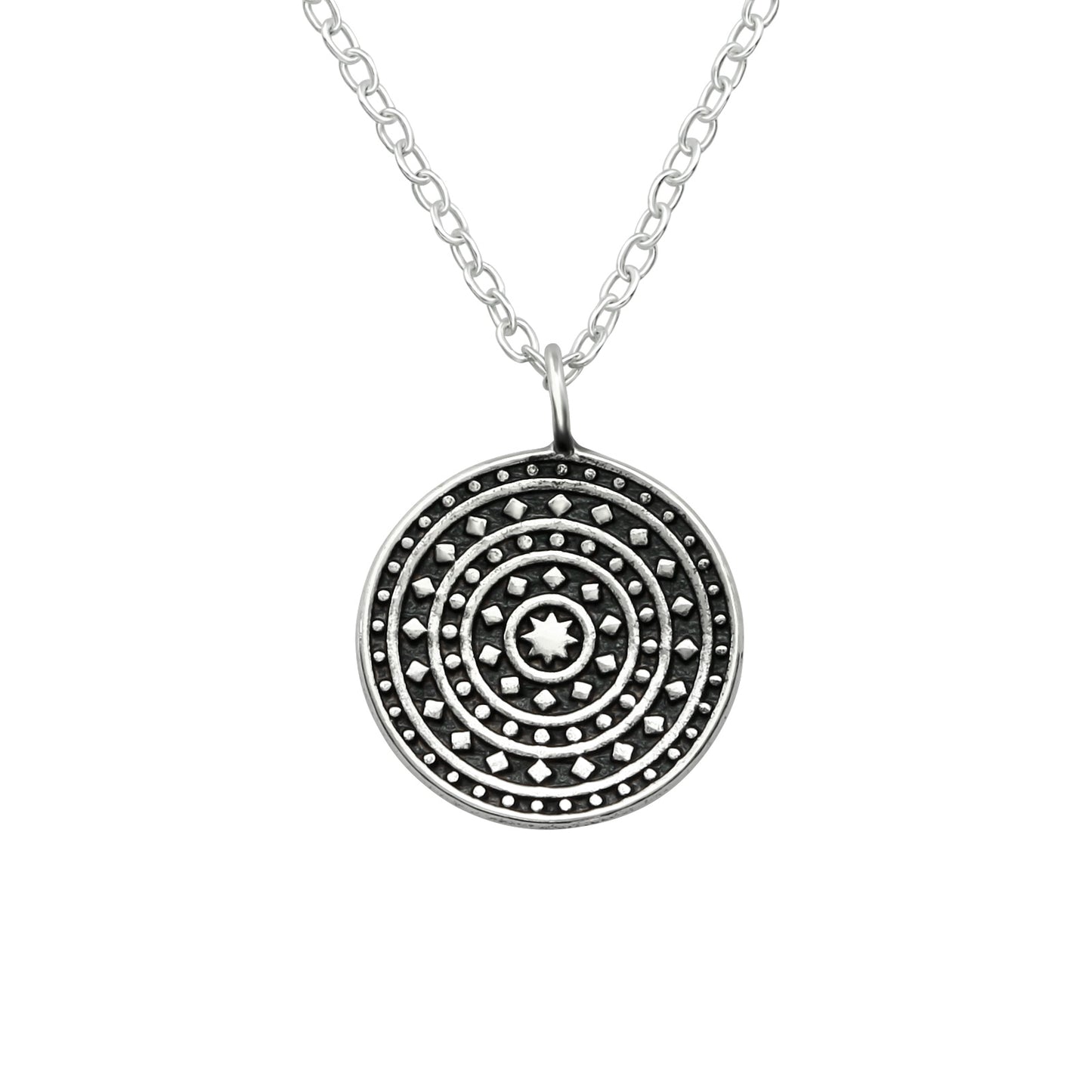 Sterling Silver Oxidized Round Galaxy Pendant