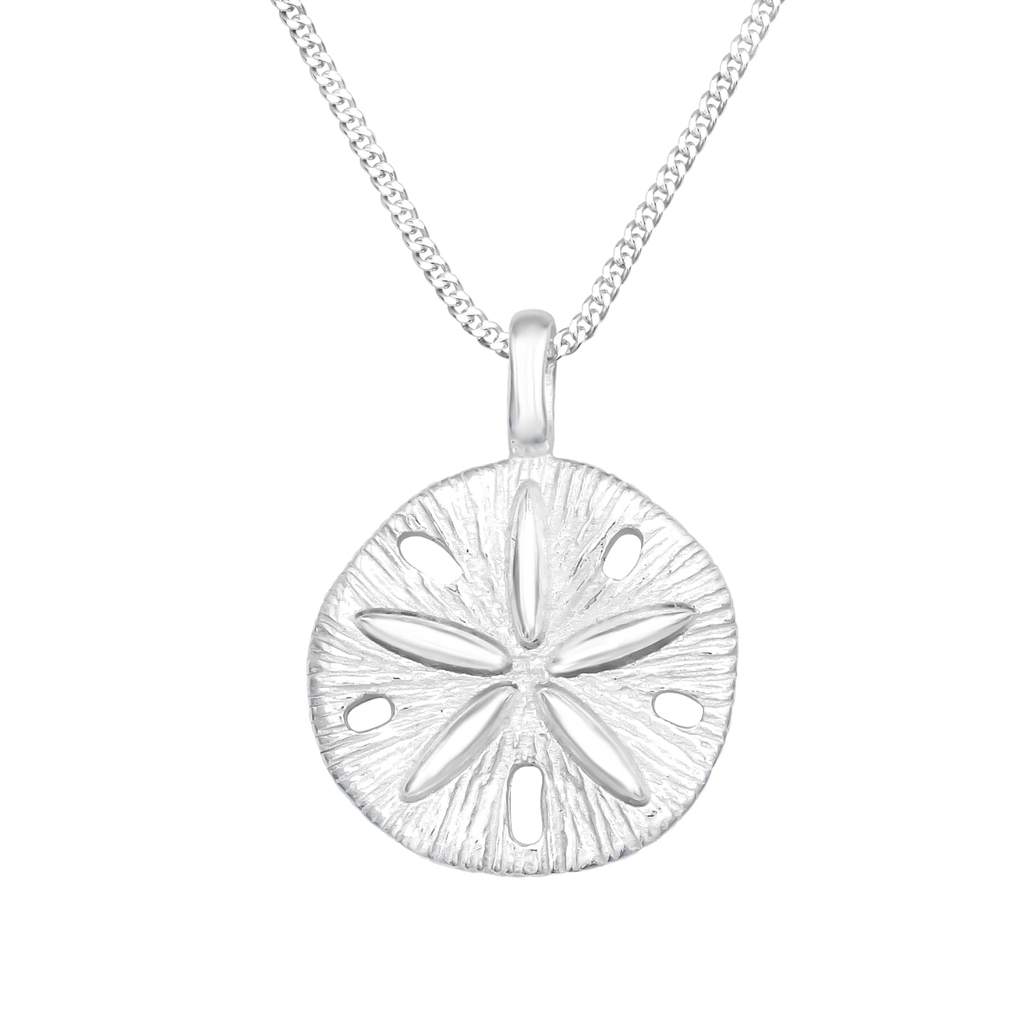 Sterling Silver Sand Dollar Pendant Necklace - Ag Sterling