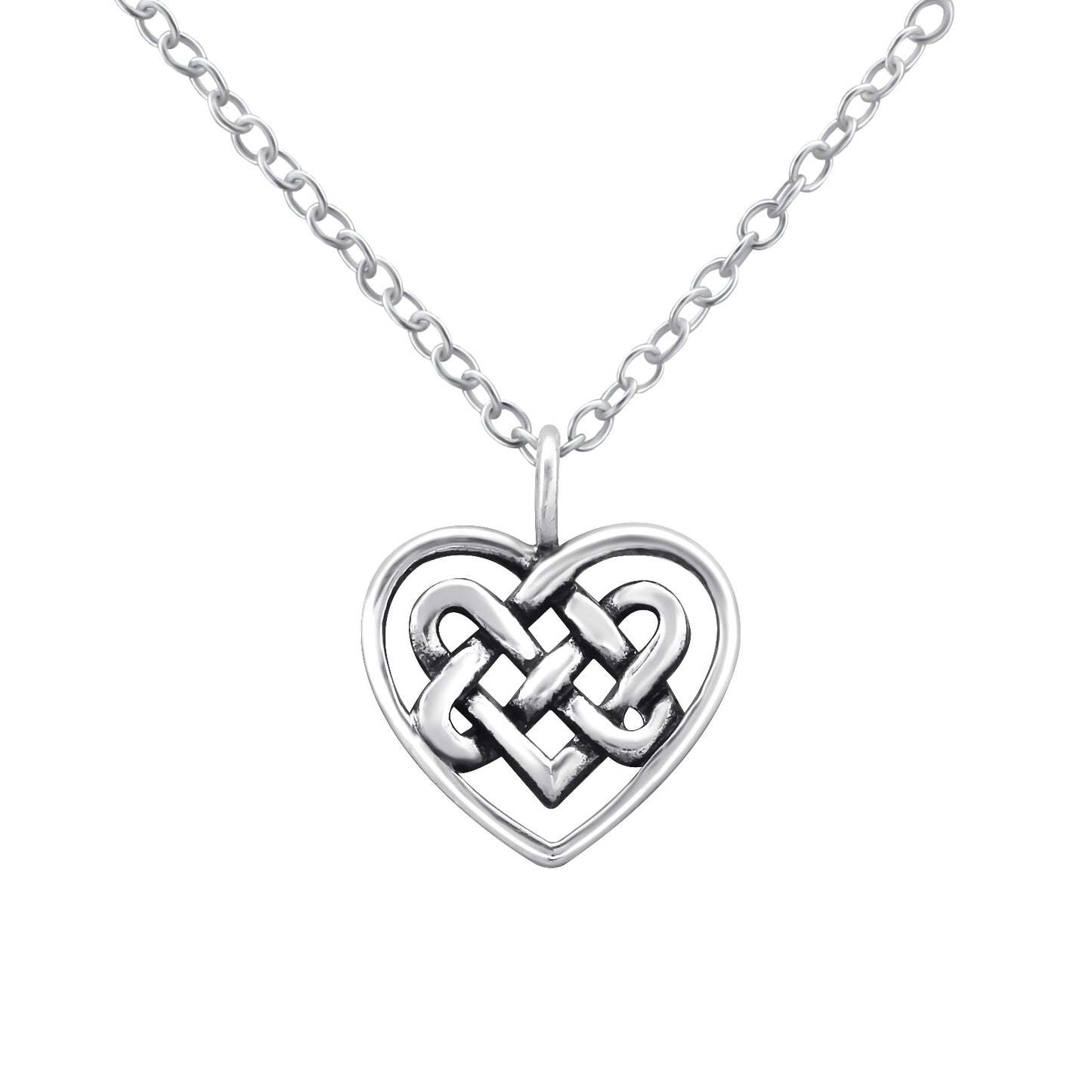 Sterling Silver Celtic Heart Pendant Necklace