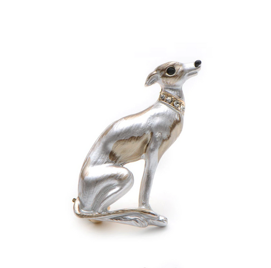 Silvertone Greyhound Brooch