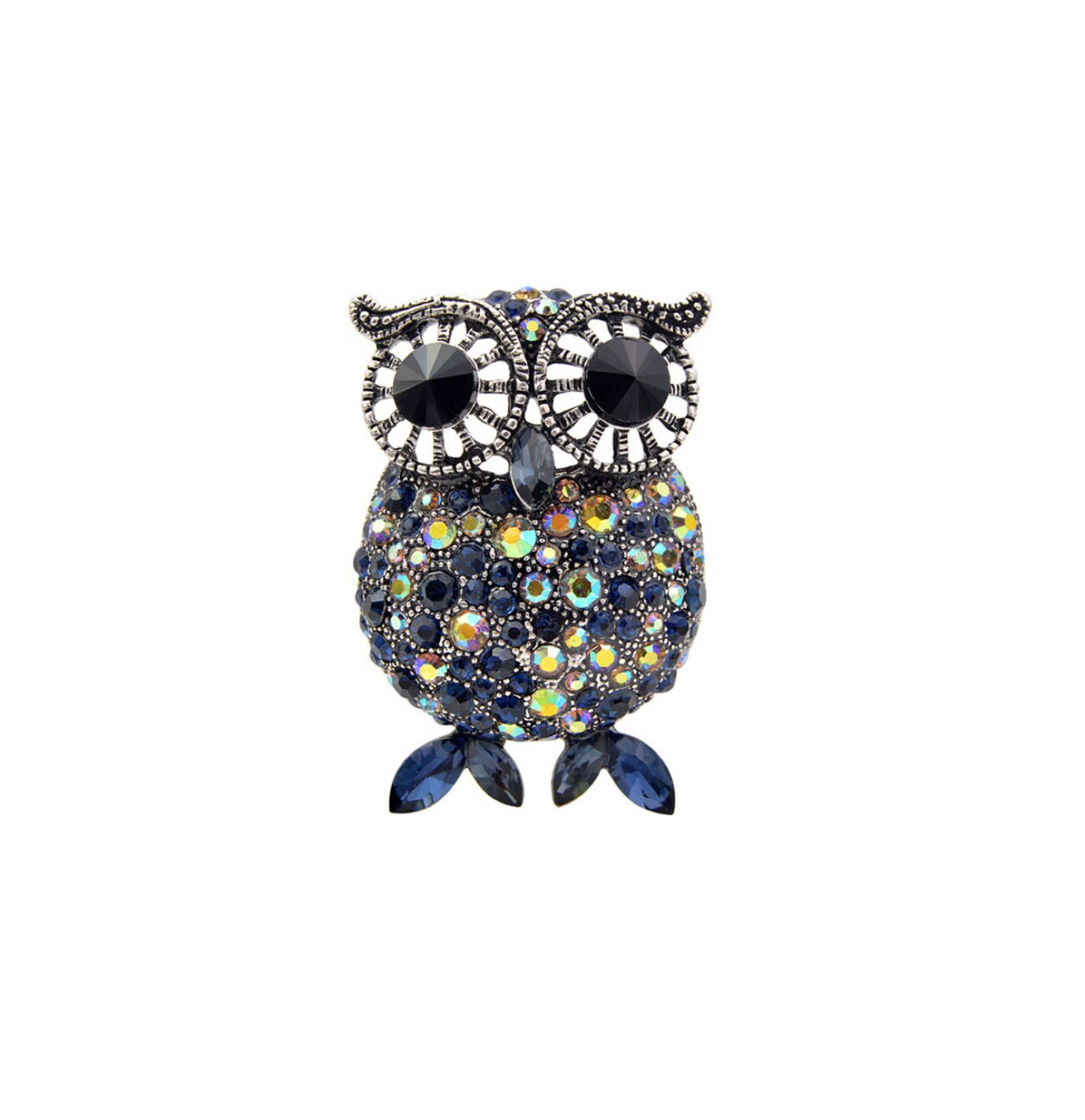 Iridescent Crystal Owl Brooch