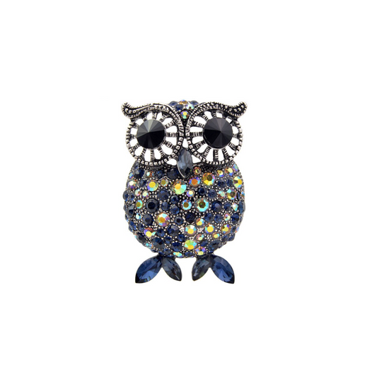 Iridescent Crystal Owl Brooch