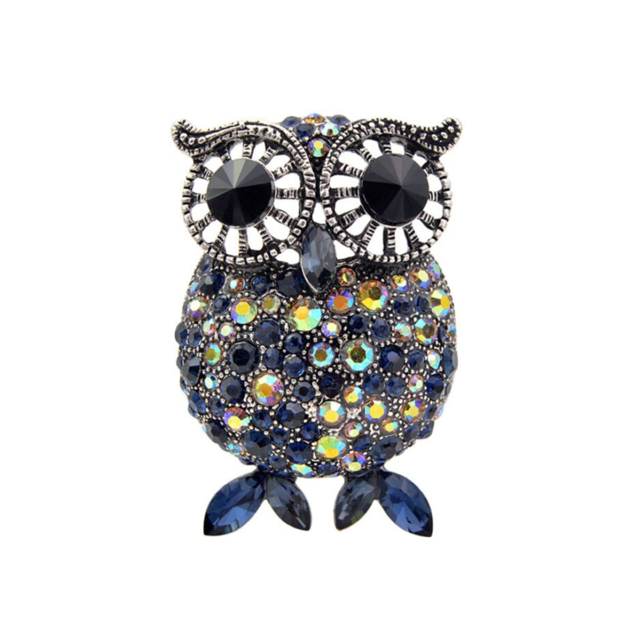 Iridescent Crystal Owl Brooch