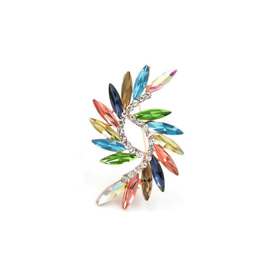Jewel-tone Crystal Goldtone Spiraled Brooch