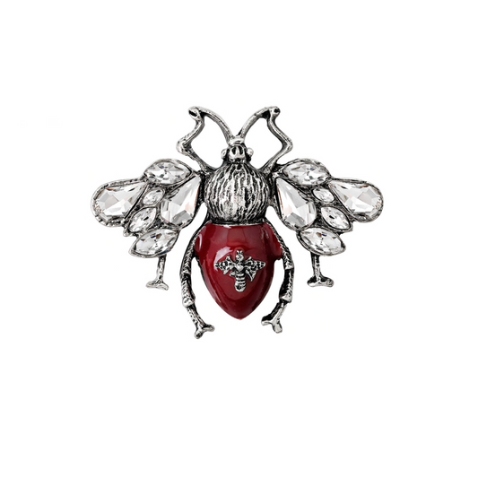 Red Crystal Bee Brooch