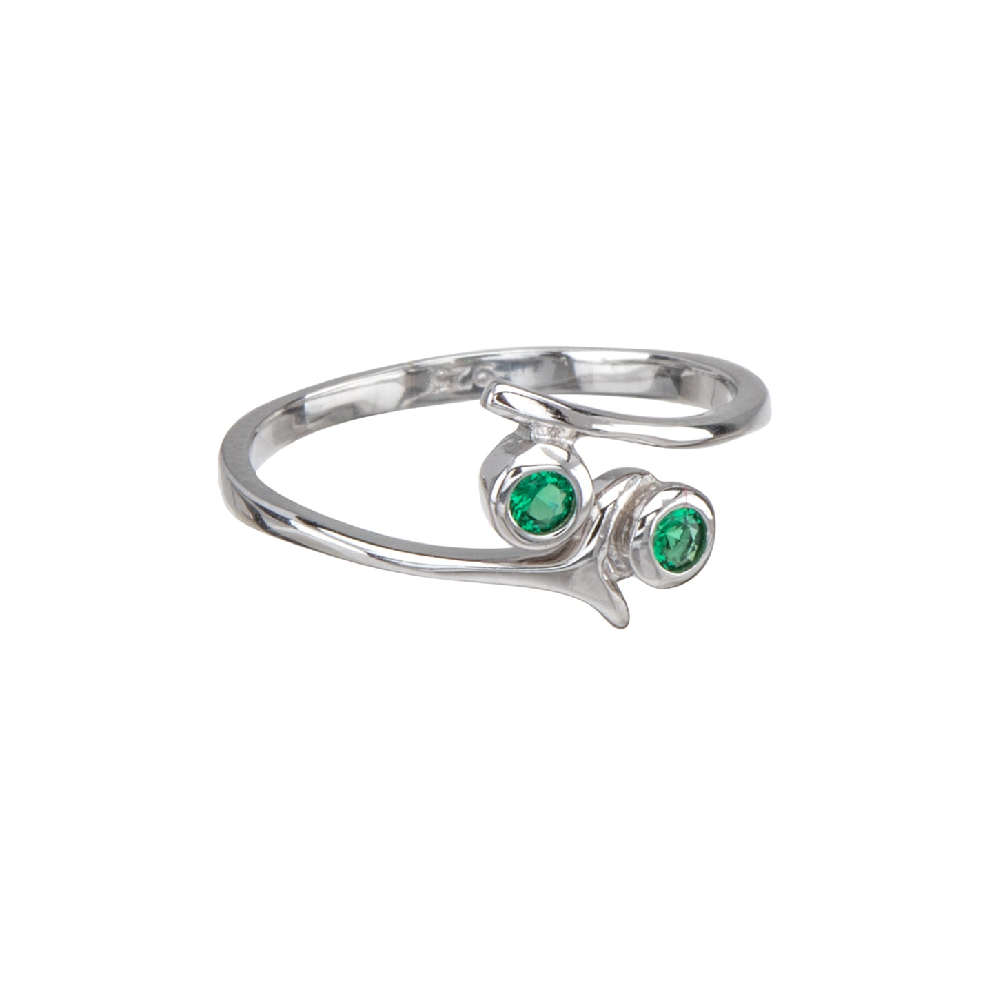 Sterling Silver Green Cubic Zirconia Bypass Toe Ring