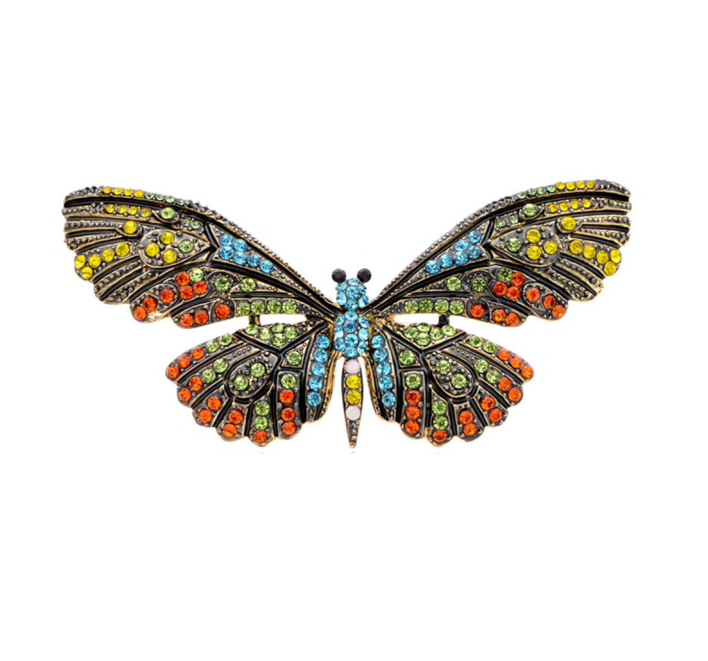 Multi Colored Crystal Butterfly Brooch