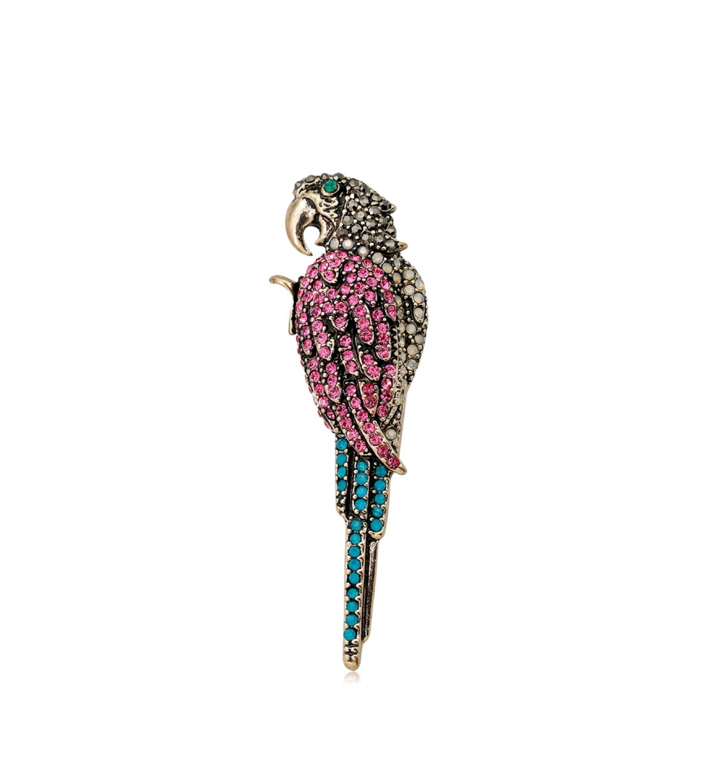 Multi Colored Crystal Parrot Brooch