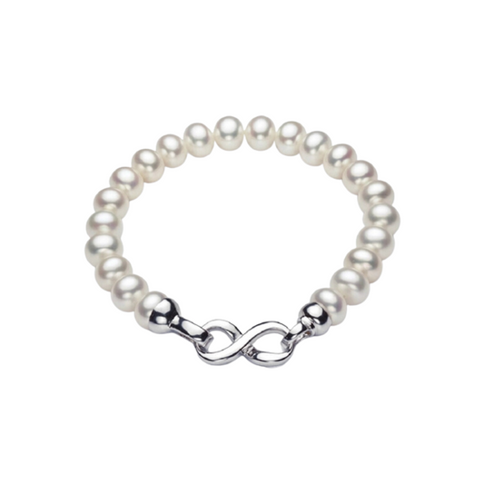 White Freshwater Pearl Bracelet With Infinity Clasp