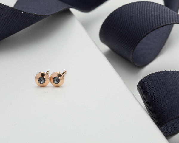 Dainty Circular Crystal Stud Earrings