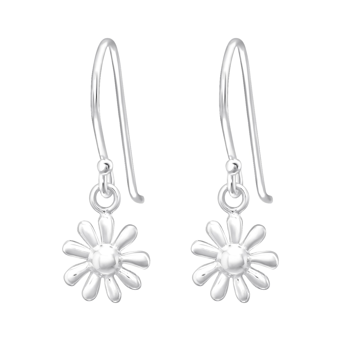 Sterling Silver Daisy Drop Earrings