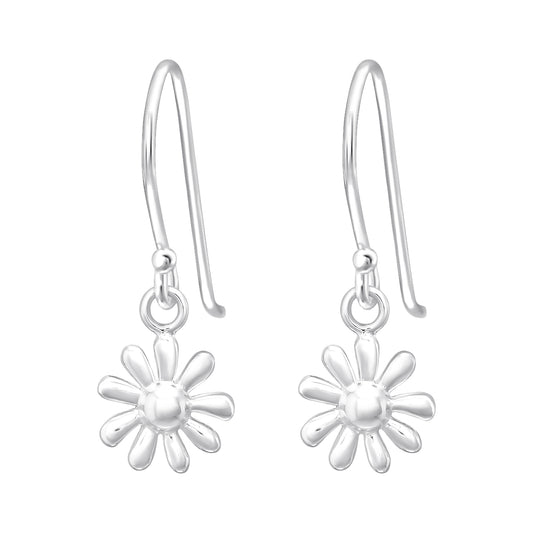 Sterling Silver Daisy Drop Earrings