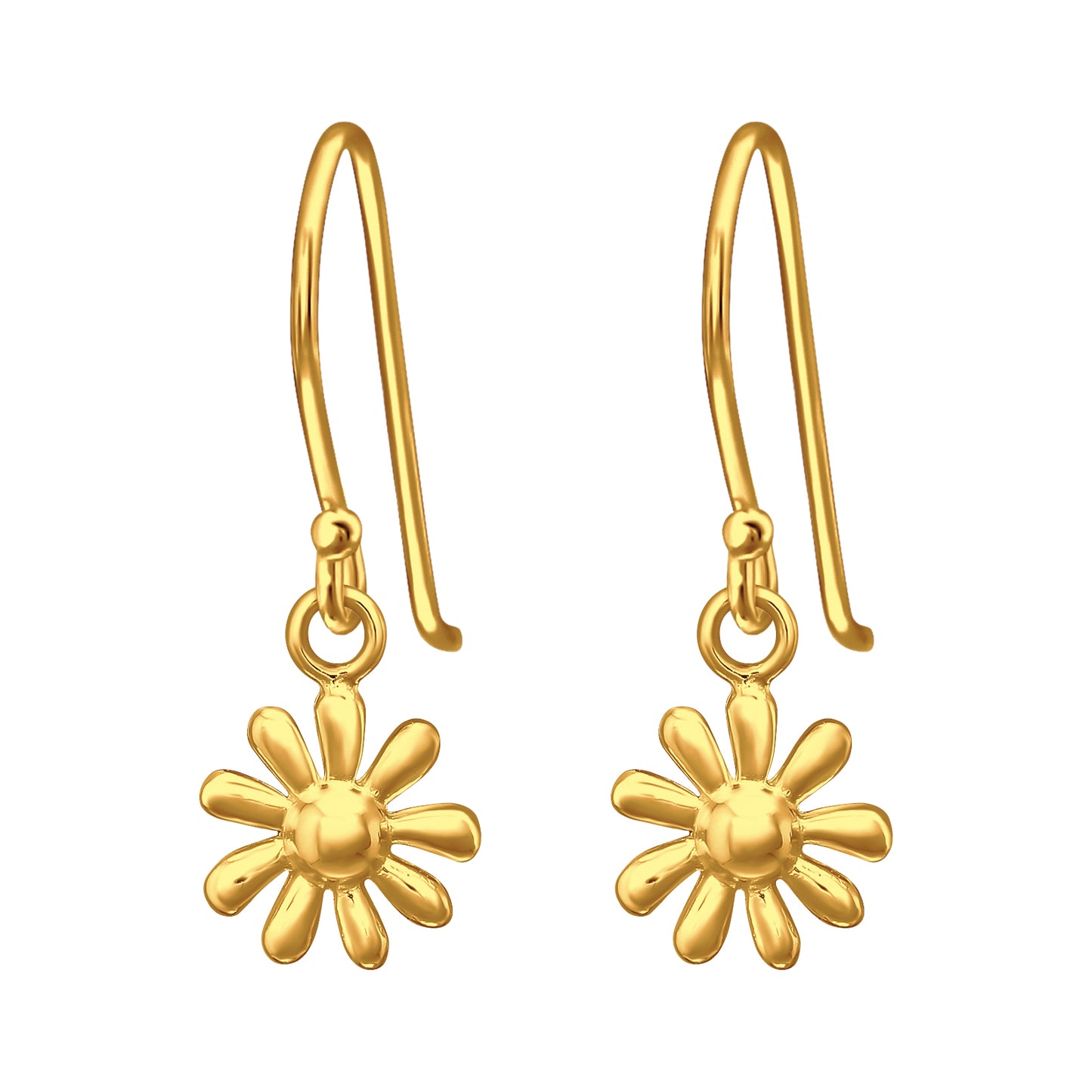 Sterling Silver 18k Gold-Plated Daisy Drop Earrings